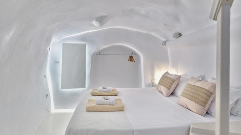 Firostefani Santorini Caldera Villa white bedroom