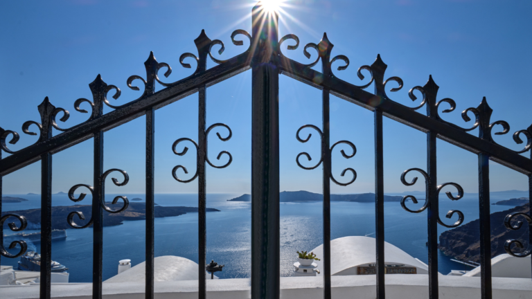 Firostefani Santorini Caldera Villa View gates with seaview