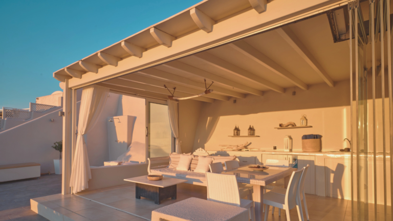 Firostefani Santorini Caldera Villa View exterior covered terrace