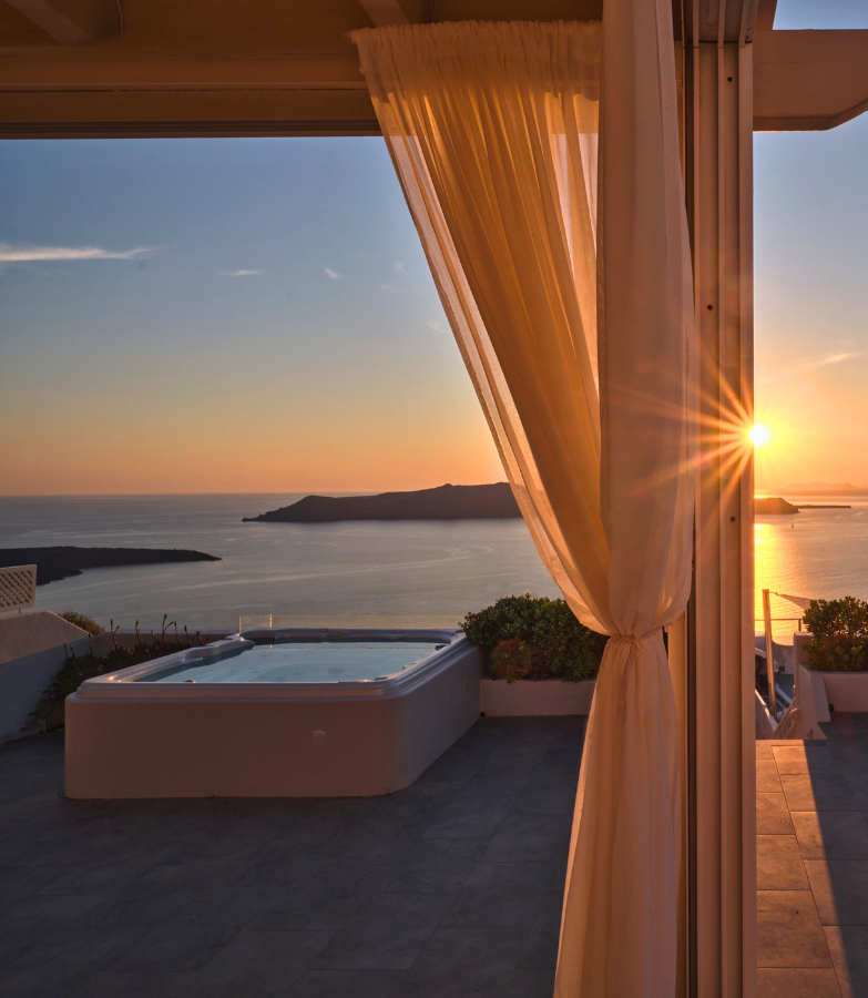 Caldera villa view from Firostefani Santorini Greece