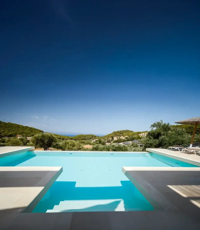 Infinity pool and terrace at Villa Keri, a Zakynthos fractional ownership villa overlooking the Ionian Sea